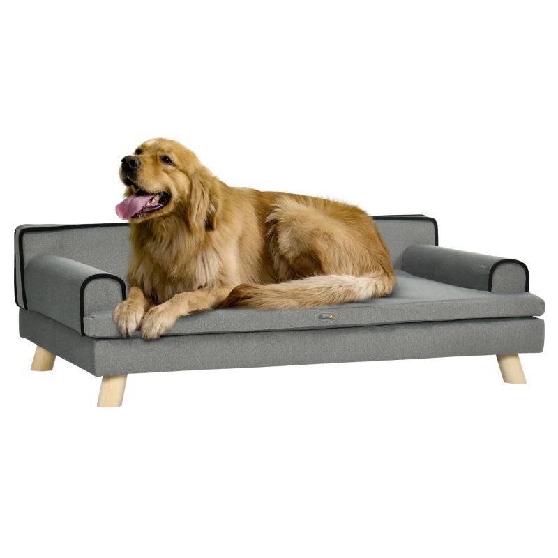 Waterproof Dog Sofa – Wooden Legs, Grey Color