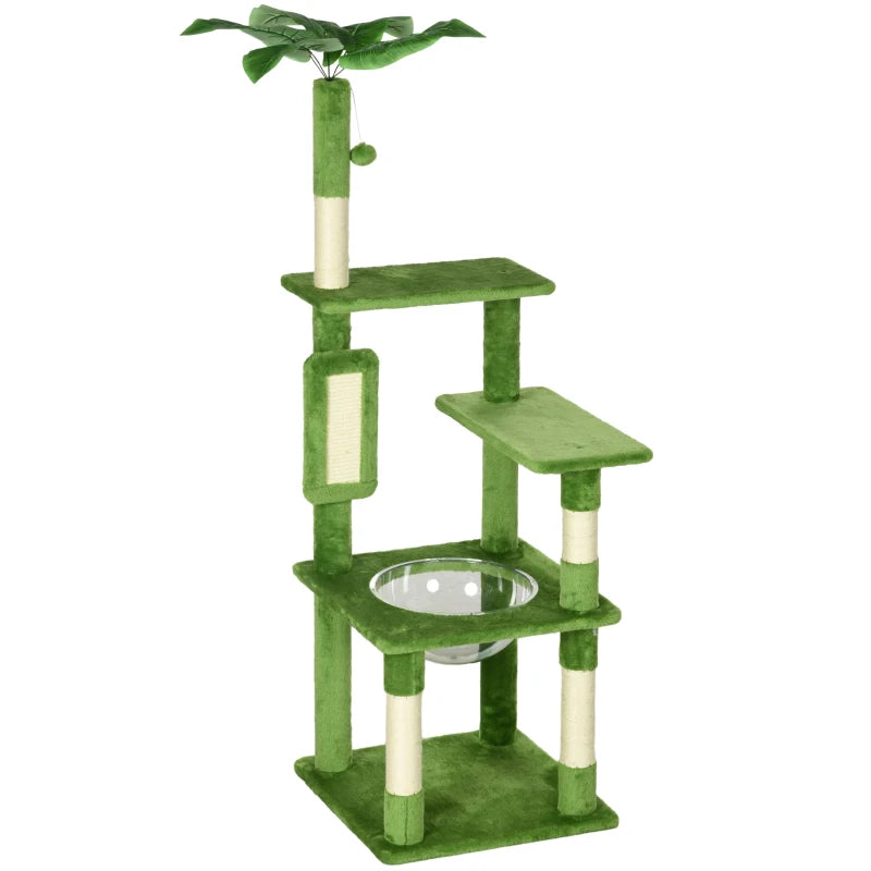 Green Cat Tree with Hammock & Toy Ball