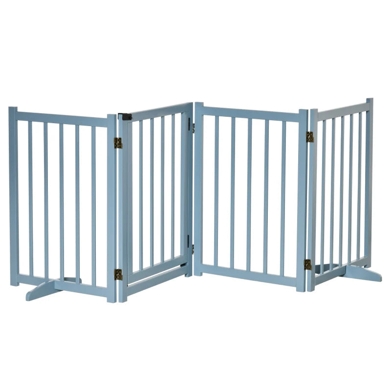 Wooden Dog Safety Barrier with 4 Panels – Blue