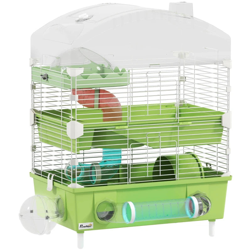 3-Level Hamster Cage with Transparent Roof – Green