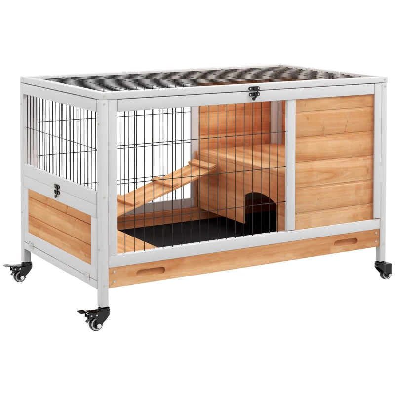 Wooden Bunny Cage with Enclosed Run – 2 Floors
