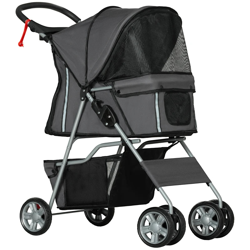 Foldable Pet Stroller for Small Dogs – Dark Grey
