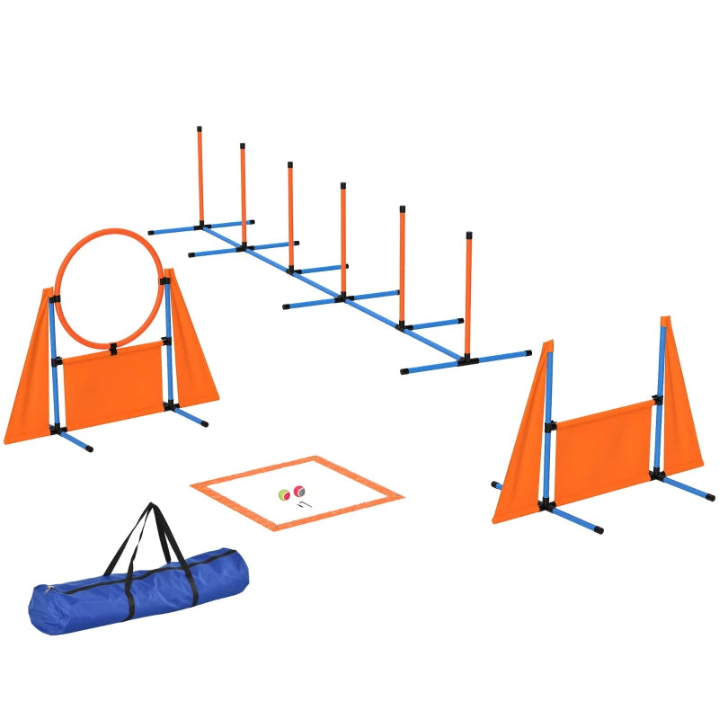 Dog Agility Set with Weave Poles & Jump Ring – Orange