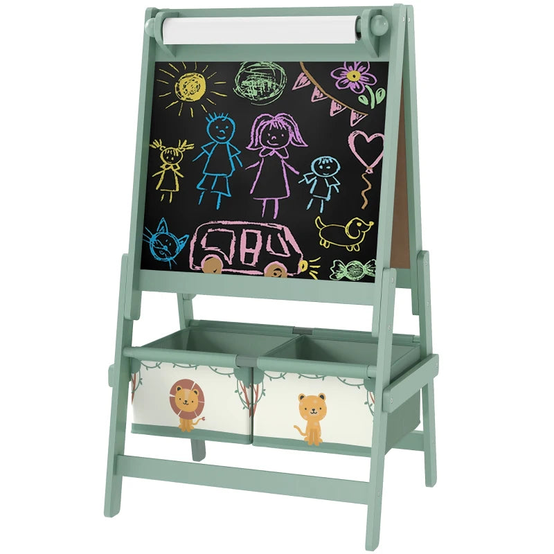 Art Easel for Ages 3-8, Double-Sided Whiteboard & Blackboard