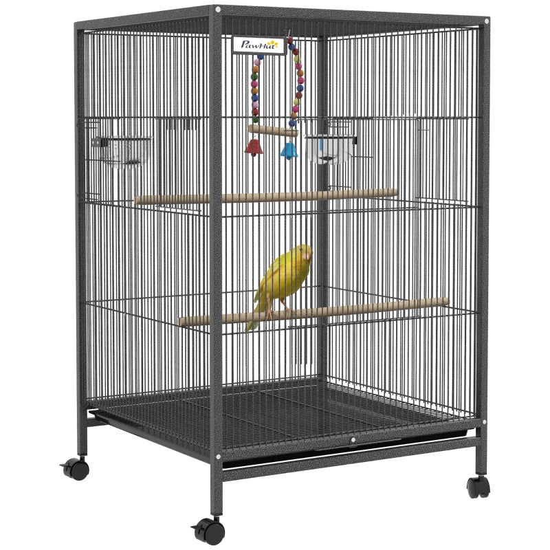 Small Bird Cage with Wheels – Grey