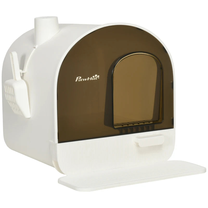Cat Litter Box with Hood, Flap Door & Scoop
