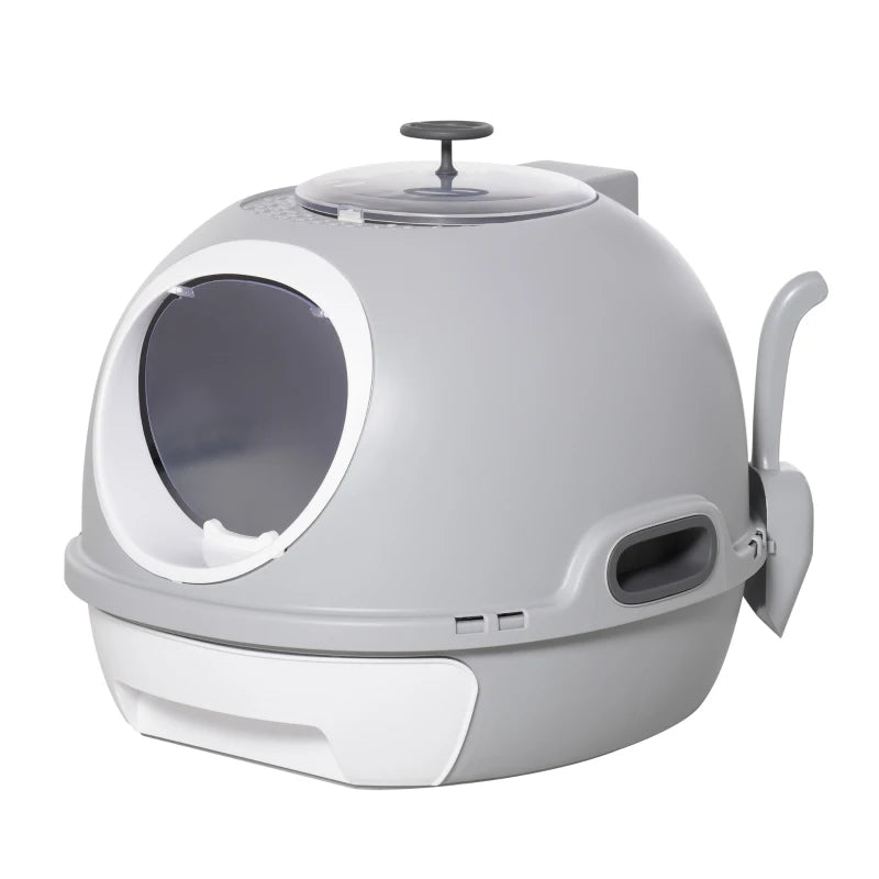 Cat Litter Toilet Box with Drawer – Grey, Top Exit & Scoop