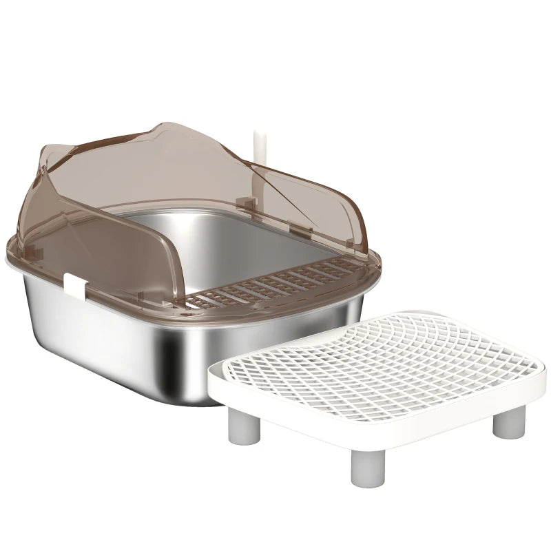 Stainless Steel Cat Litter Box with Lid, Pedal & Scoop