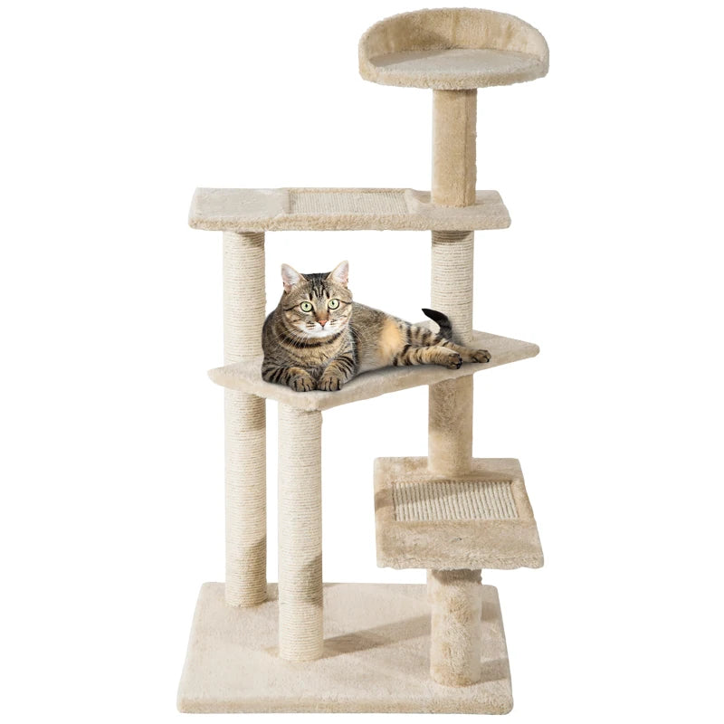 Beige Cat Tree – 100 cm Activity Tower for Kittens & Cats