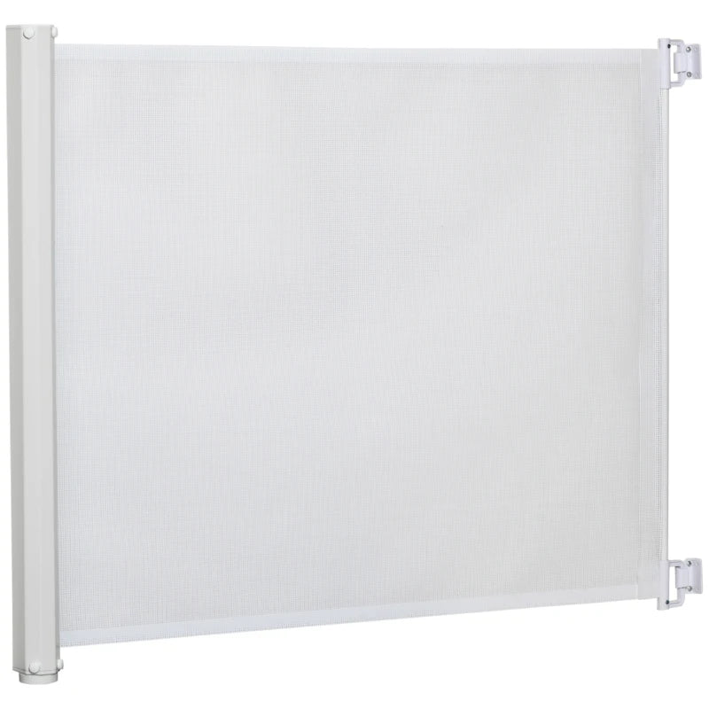 Pet Stair Gate – Retractable Dog Barrier for Doorways, White