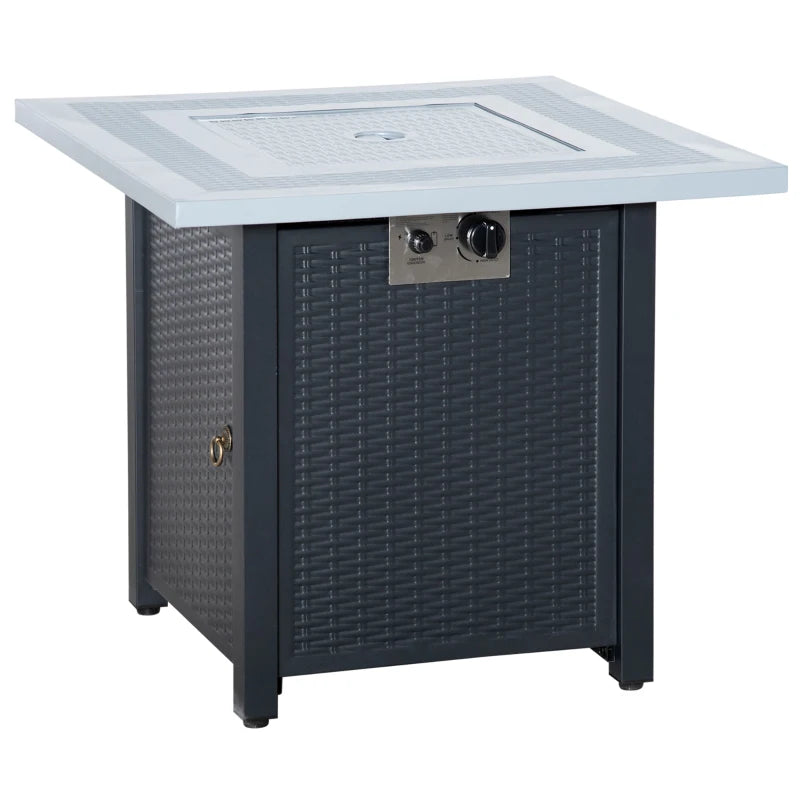 Outdoor Gas Firepit Table 40000 BTU, Black/Grey, Compact 71x71cm Design
