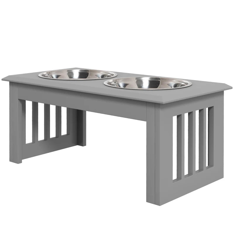 Medium Dog Raised Feeding Bowls – Grey Stand
