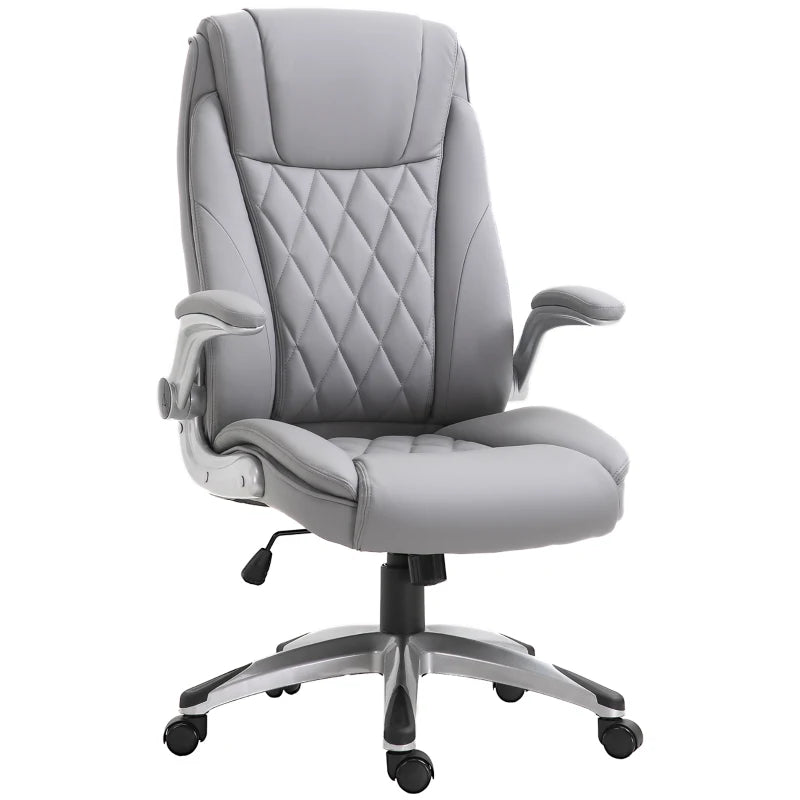 Grey Faux Leather Executive Chair – Swivel, High Back & Ergonomic