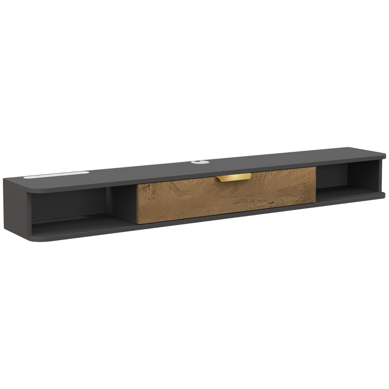 Floating TV Stand 140cm, Storage Included – Charcoal Grey
