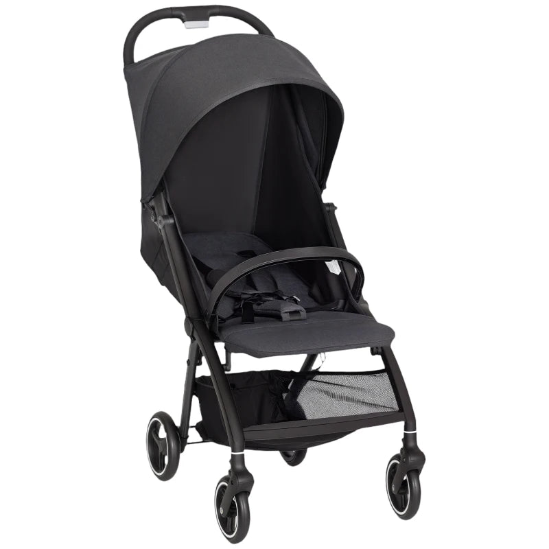 Lightweight Travel Stroller Dark Grey – Compact Buggy with Canopy & Reclining Seat