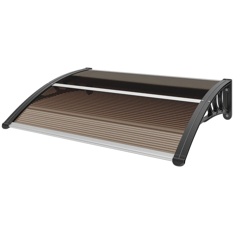 Brown Front Door Canopy Awning – Durable Aluminum Frame & Waterproof Polycarbonate 100x75cm