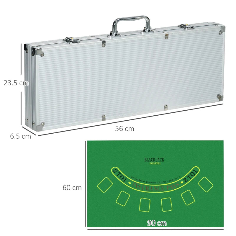 500-Piece Casino Poker Set – Chips, Cards, Mat & Dealer