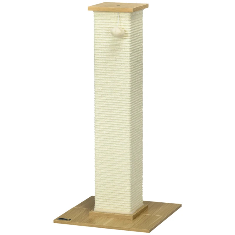 White Sisal Scratching Post 80cm with Toy Ball