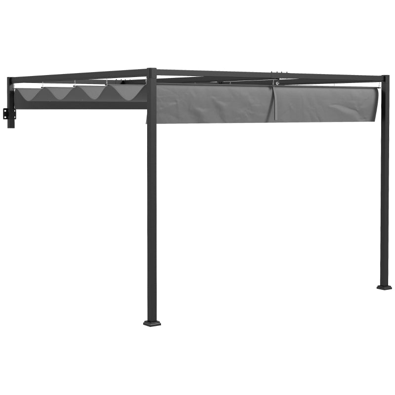 Dark Grey Steel Lean To Pergola with Moving Fabric Canopy – Elegant Outdoor Cover, 2 x 3m