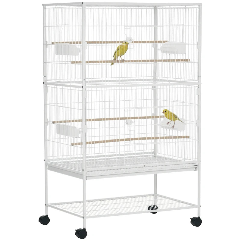 Large Bird Cage with Slide-Out Tray & Storage Shelf