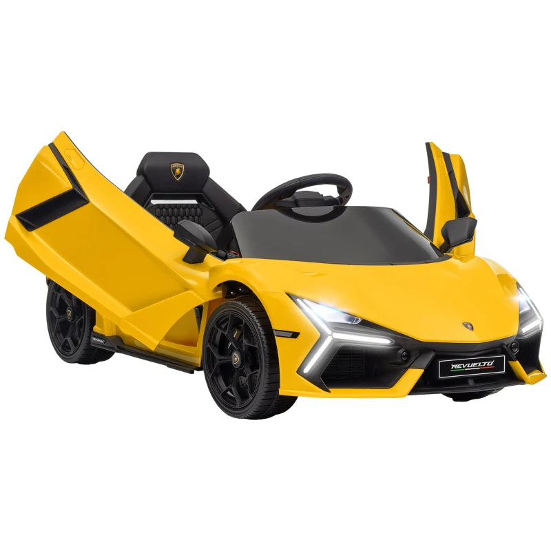 12V Licensed Lamborghini Revuelto Ride-On Car with Butterfly Doors, Remote, Yellow