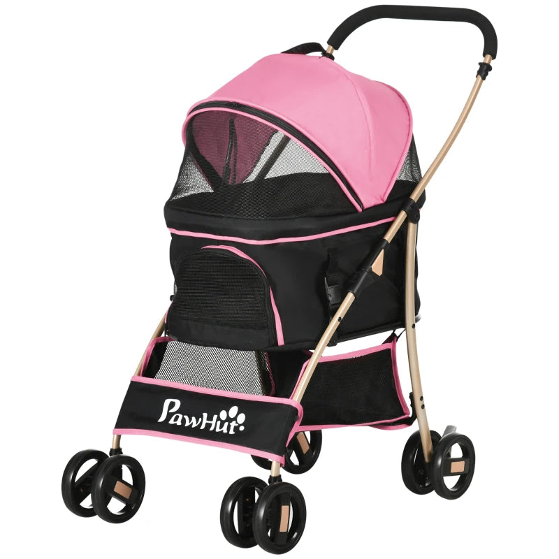 Foldable 3-in-1 Pet Stroller – Pink for Extra Small Dogs