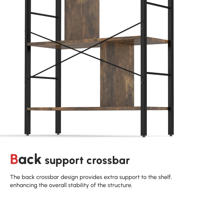 Rustic Brown & Black 5-Tier Storage Unit for Office & Living Room