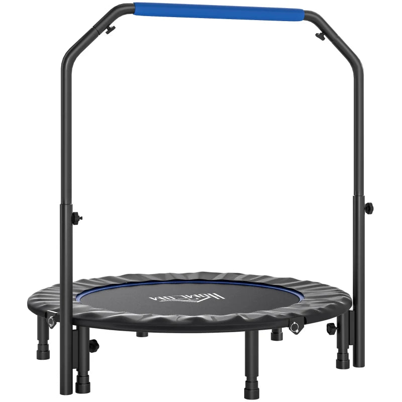 Foldable Mini Trampoline – 45", Adjustable Foam Handle, Blue