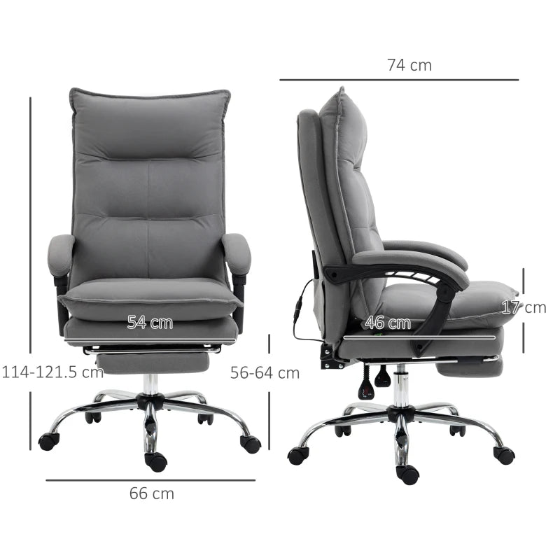 Reclining Desk Chair with 6-Point Massage & Heat – Grey, Footrest