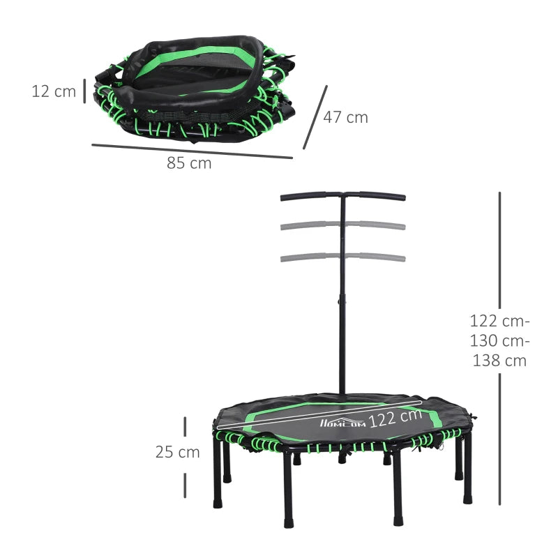 48" Octagonal Fitness Trampoline – Foldable Rebounder with Handle