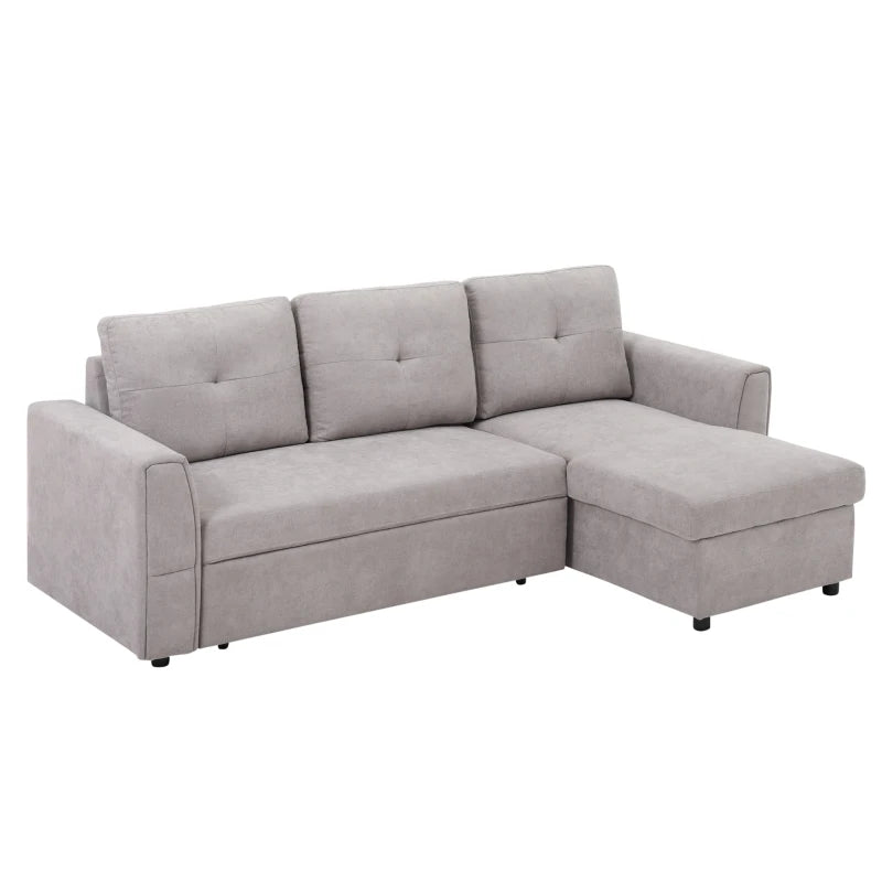 Light Grey Sofa Bed – 3 Seater with Pull-Out & Storage