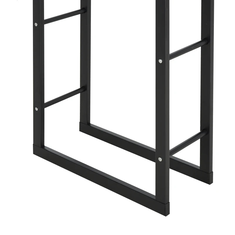 Metal Firewood Rack with Side Rails, Rust-Resistant, Ideal for Fireplace Storage