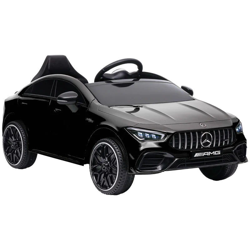 Black 12V Mercedes-Benz AMG CLA 45 Kids Ride-On Car with Suspension & Remote