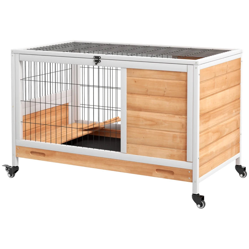 Wooden Bunny Cage with Enclosed Run – 2 Floors