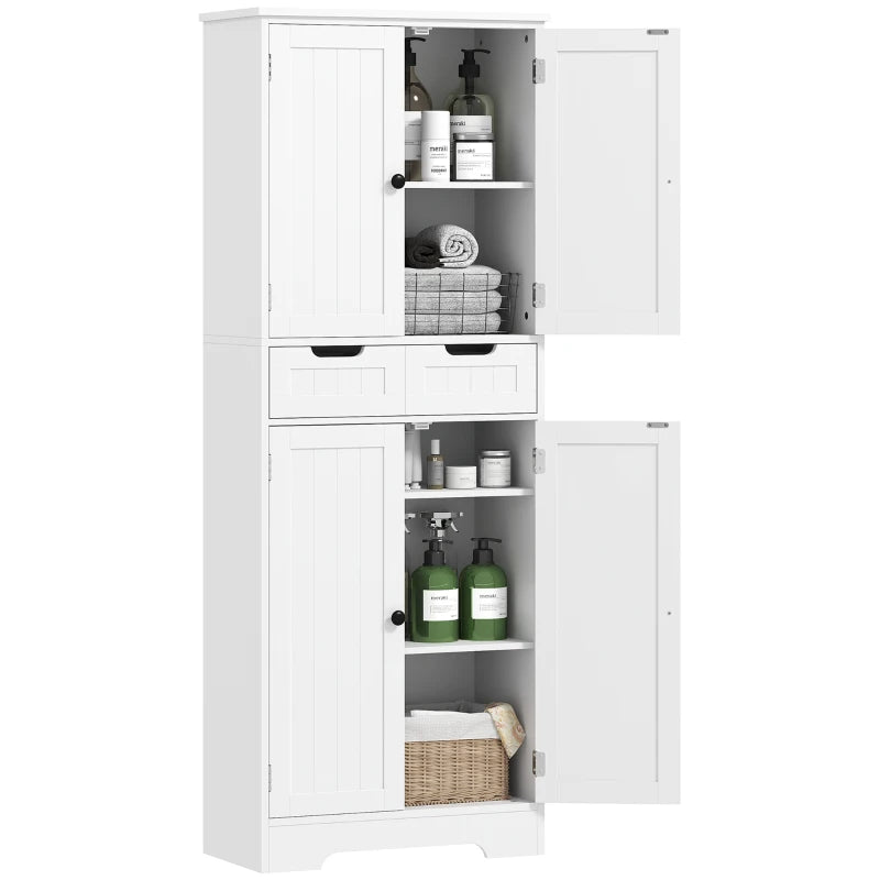 Tall Bathroom Cabinet in White – Freestanding Storage Organizer