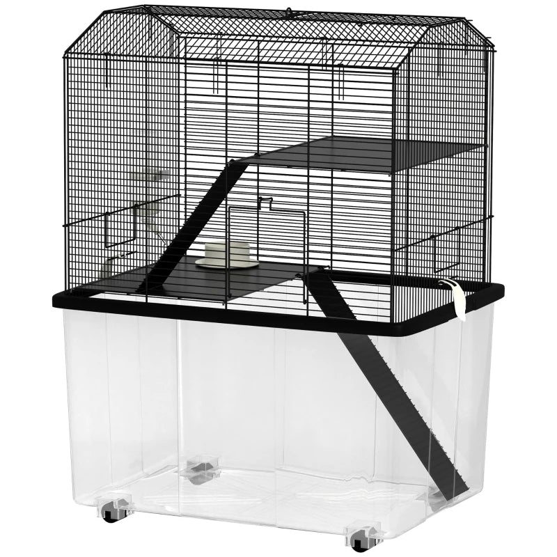 Three-Tier Gerbil Cage w/ Wheels & Deep Bottom