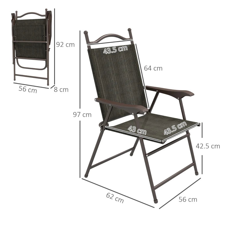 2-Pack Folding Garden Chairs – Comfortable Mesh Fabric, Dark Brown
