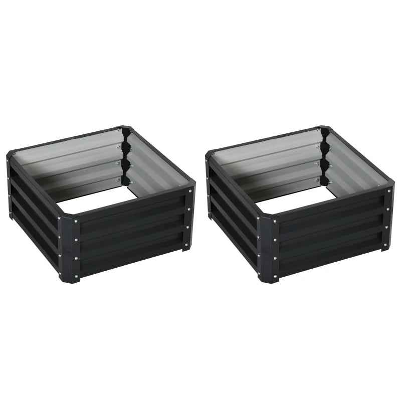Pair of 60x60cm Steel Planter Boxes – Grey Durable Outdoor Garden Pots