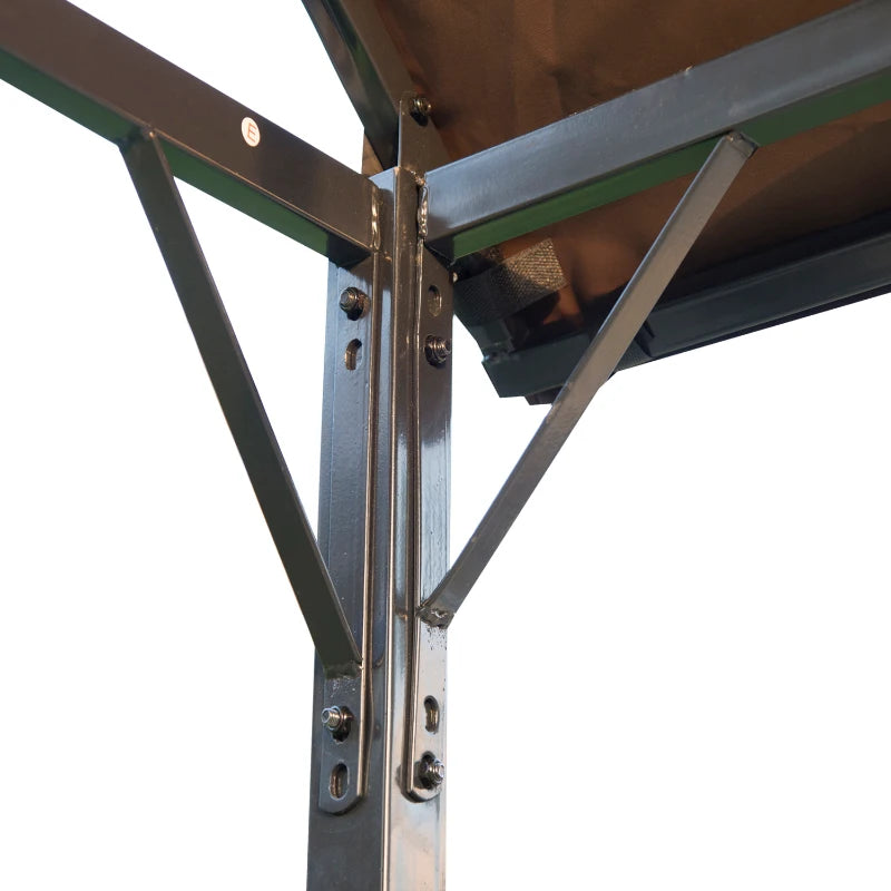 Metal Smoking Gazebo Marquee BBQ Grill Canopy Tent Outdoor Patio Awning Shelter, Coffee