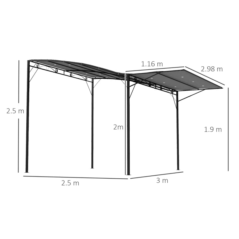 Extendable Canopy Metal Gazebo for Patio – Functional Outdoor Shelter, 3 x 2.5m
