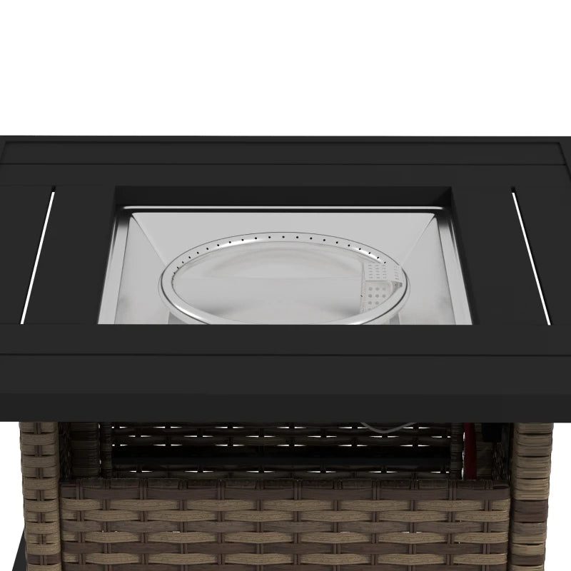 Durable Brown Fire Pit Table with 50,000 BTU Heat and Cover, 72.5x72.5cm