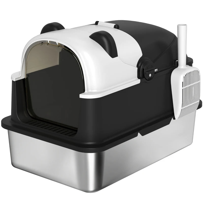 Enclosed XL Cat Litter Box with Scoop – Panda Style