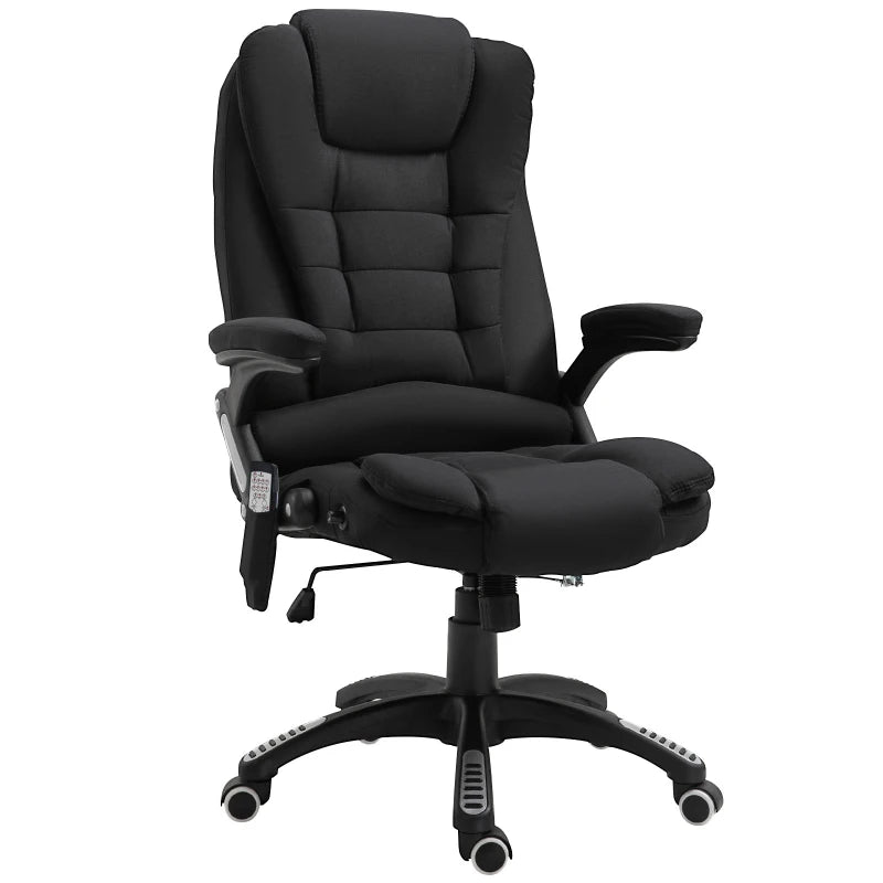 Black Heated Recliner Chair – 6-Point Massage, Swivel