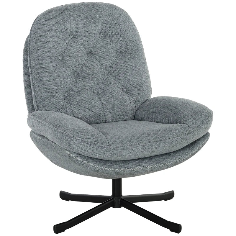 Grey Swivel Lounge Chair – Upholstered Armchair for Living Room Seating
