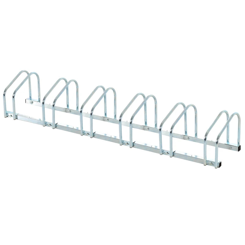 Bike Stand Parking Rack – 6 Racks, Silver, Floor or Wall Mount