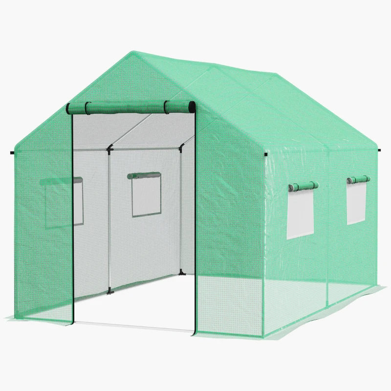 Walk-in Polyethylene Polytunnel Greenhouse with Sturdy Frame, Easy Assembly 2 x 3 m, Green