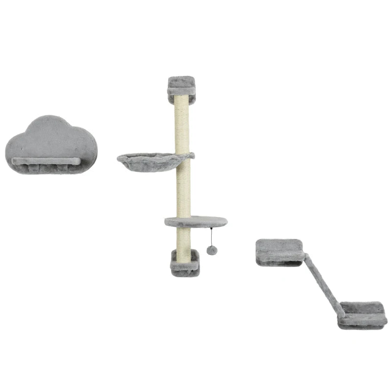 3-Piece Cat Wall Shelves for Climbing & Scratching – Grey