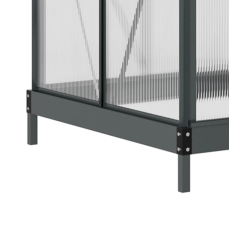 Large 6x4ft Garden Greenhouse with Clear Polycarbonate Panels, Sliding Door & Base Frame Grey