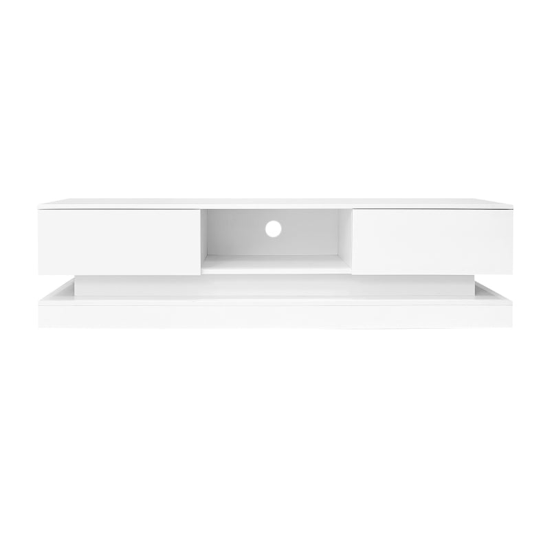 LED TV Cabinet with 2 Drawers & High Gloss Front – Fits 79" TVs, White