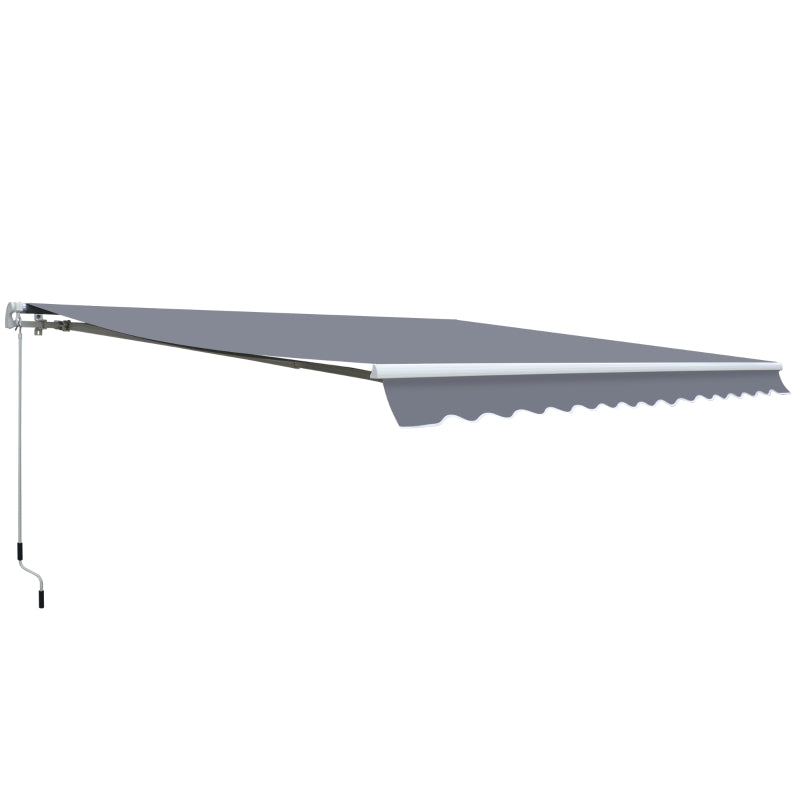 Grey Outdoor Retractable Awning – Manual Operation, Sun Shade for Garden or Balcony 4x3m